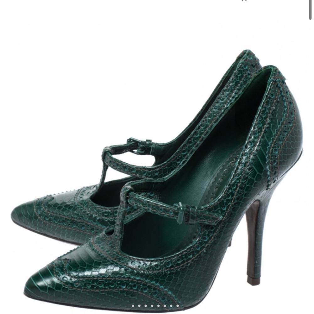 Authentic Tory Burch Green Brogue Python Embossed… - image 5